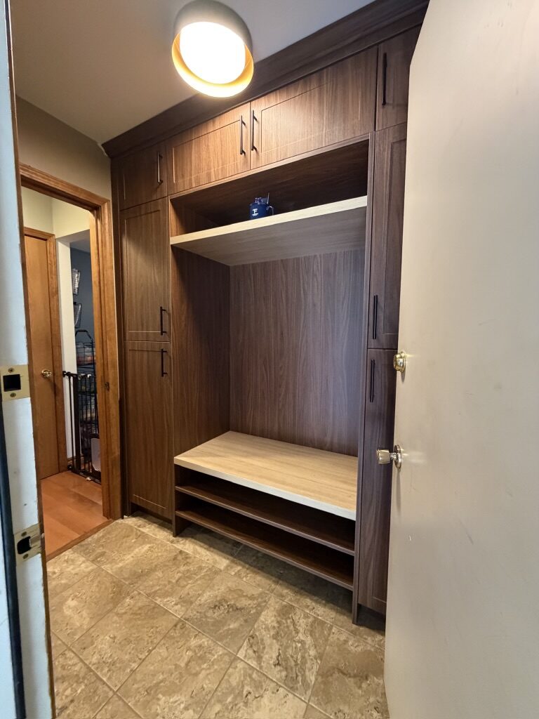Custom mudroom storage by TrueForm Closets
