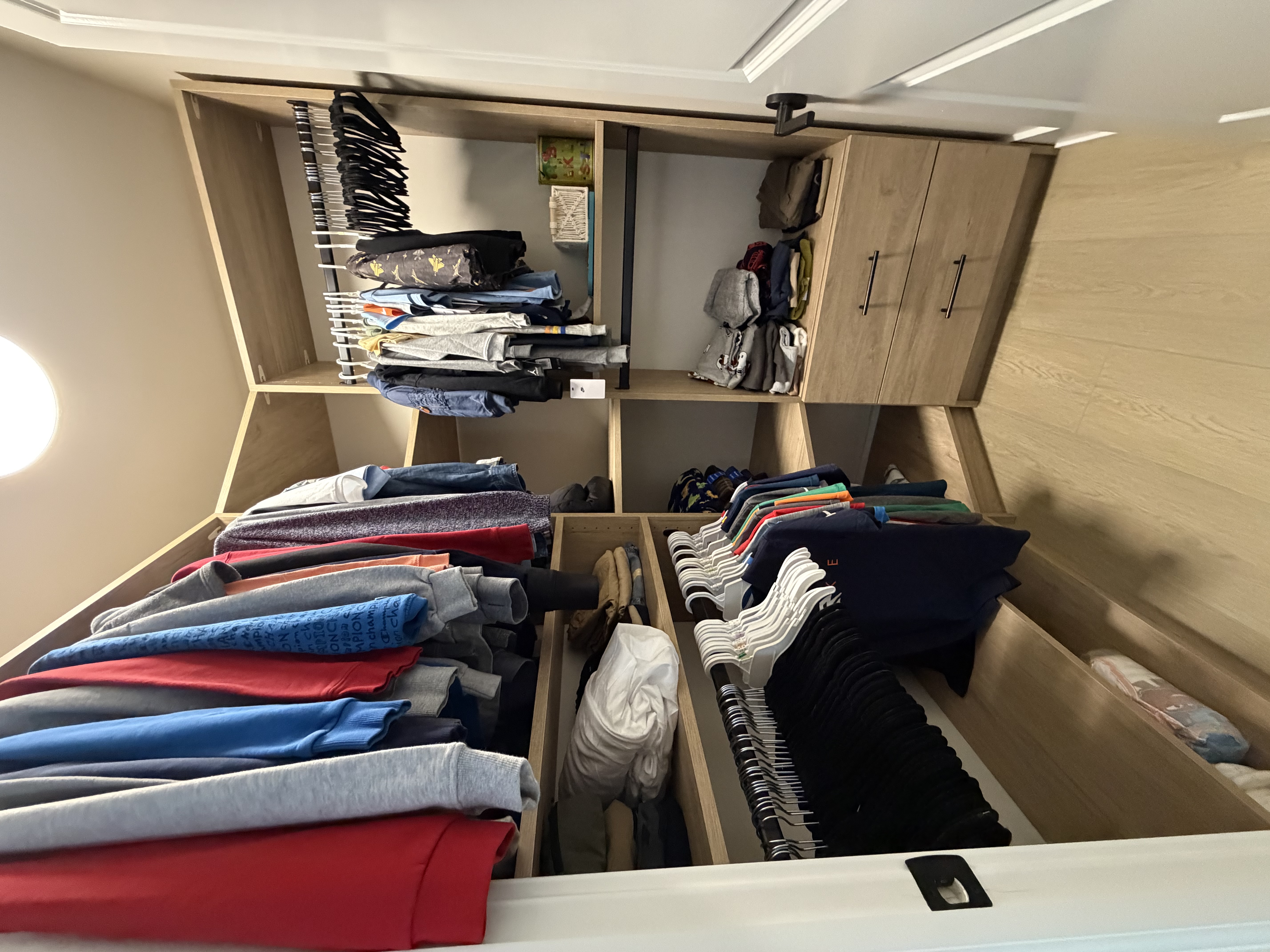 Finished custom closet and storage details after installation