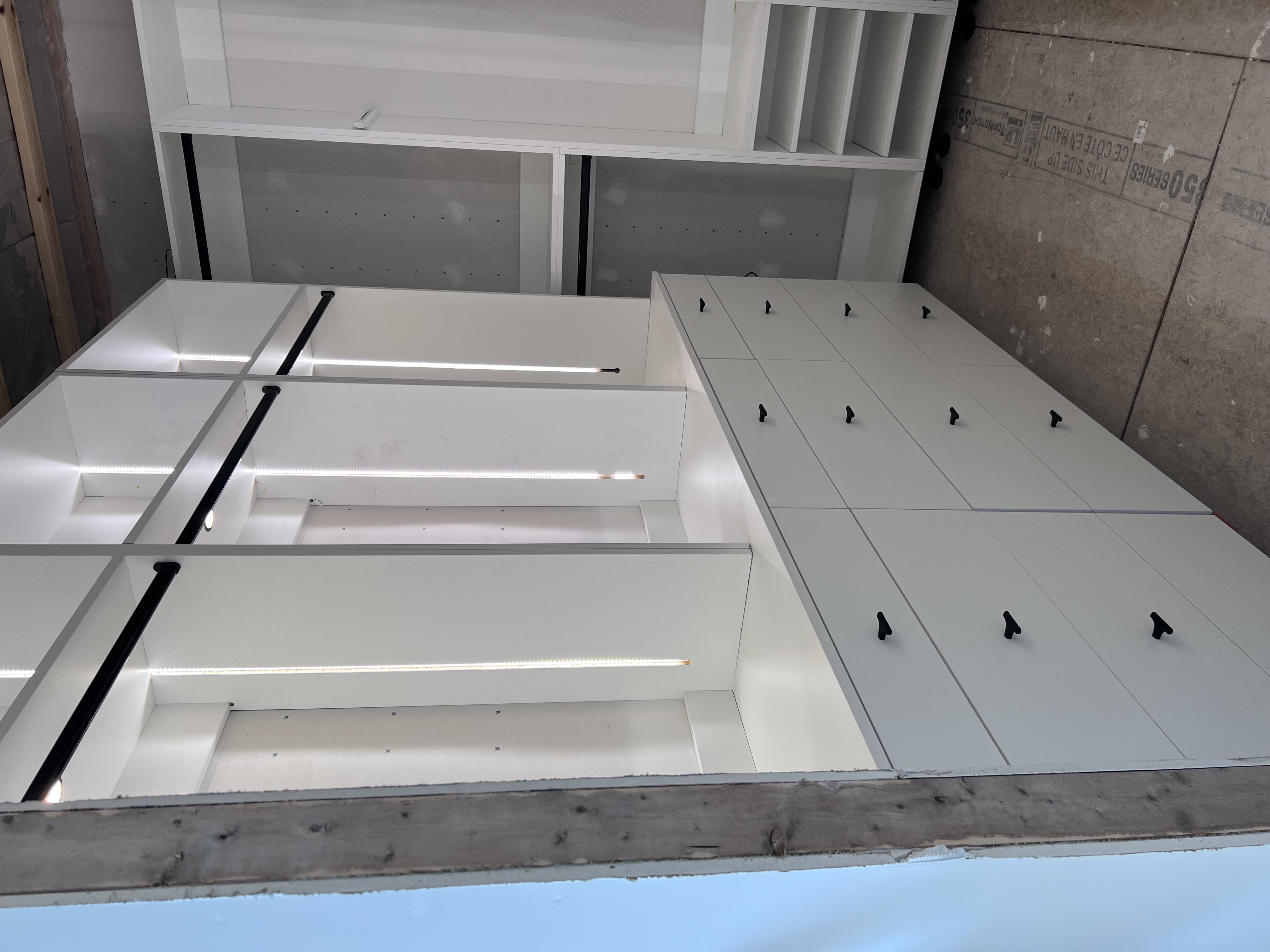 Left side drawers and bays