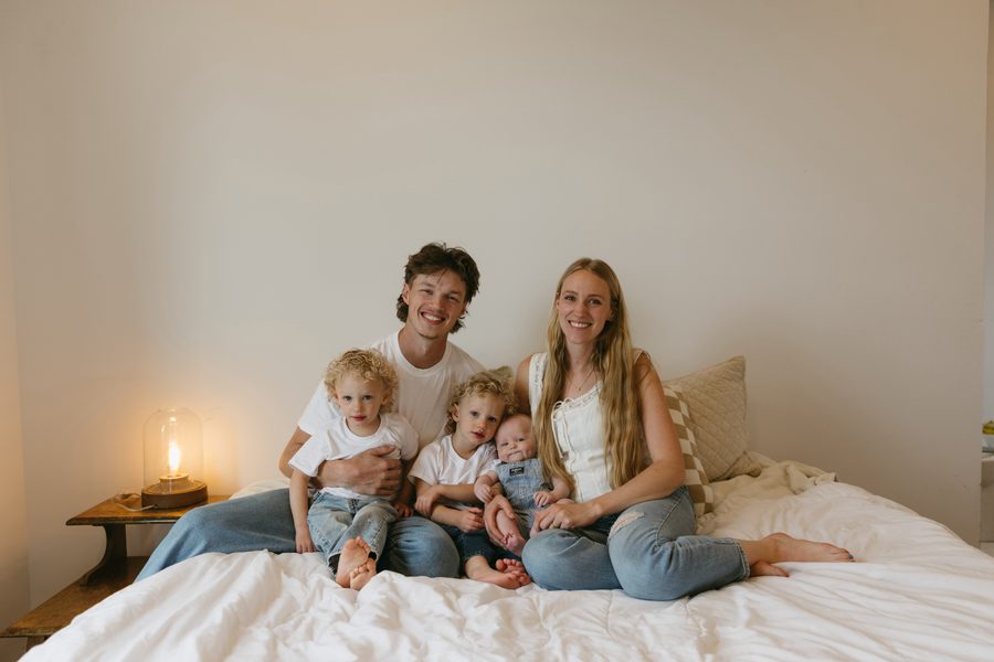 The Christensen family: Drew, Sophie, Casey, Henry, and Jones